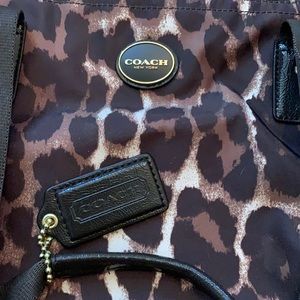 Coach vinyl leopard tote bag